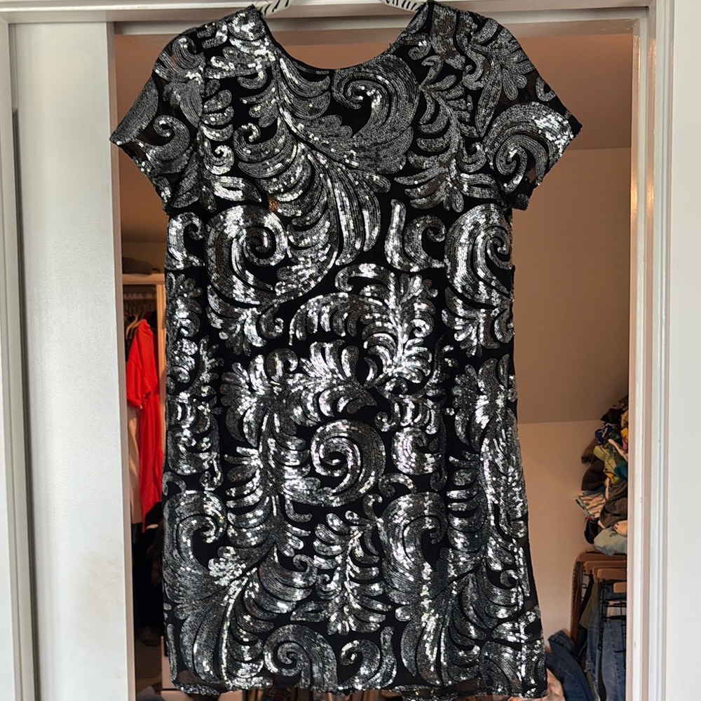 Show Me Your MuMu Black and Silver Sheath Mini Dress